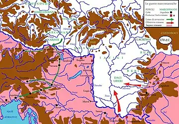 Roman expedition against the Iazyges in the eastern Pannonian Plain and the great Marcomannic invasion (either 167 or 170).