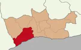 Map showing Kızıltepe District in Mardin Province
