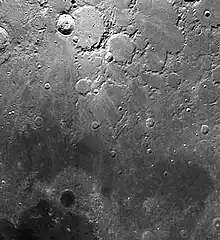 Photo of Mare Frigoris. Plato is the dark circular feature to the south of the mare.