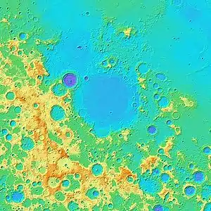 Topographic map of the same area (LRO data)