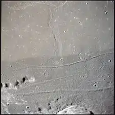 Some of the strongest tonal, color, and structural contrasts among mare materials occur in Mare Serenitatis. This color Apollo 17 image shows that the dark materials were emplaced before the lighter materials near the top.