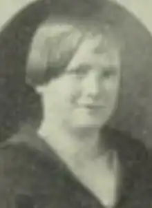 A young white woman with blonde hair cut in a short bob