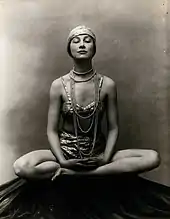 Marguerite Agniel, advocate of naked yoga, in Muktasana