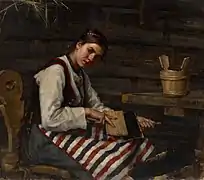 Girl Carding, 1883