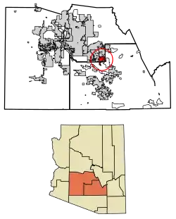 Location in Maricopa and Pinal counties