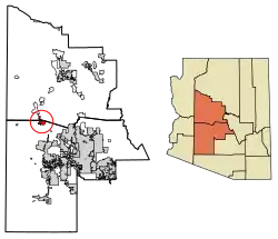 Location in Maricopa and Yavapai counties, Arizona