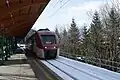 A train entering Marilleva railway station