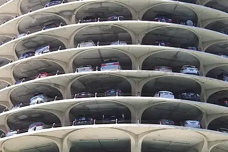 Close-up of Marina City parking