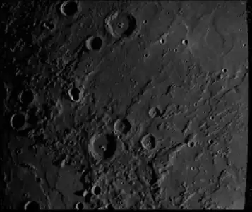 Mariner 10 image.  Ailey is a small crater left of center, mostly in shadow