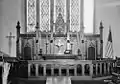 Church Altar prior to 1955 move, and installation of new stained glass windows.