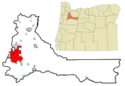 Location within Marion County and Polk County in Oregon