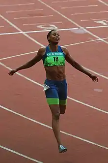 Image 27Marion Jones, after admitting to doping, lost her Olympic medals, was banned from the sport, and spent six months in jail. (from Track and field)