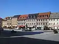 Market place, with fountain, Schmölln, Germany