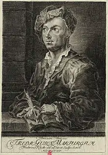 Engraving of F.W. Marpurg by Berol after a drawing by Kauke, 1758