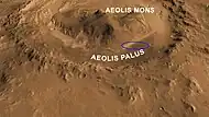 Gale crater with Curiosity's landing area within Aeolis Palus noted - north is down.