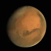 Dust storm on northern hemisphere of Mars as seen from MOM-1 on 28 September 2014.