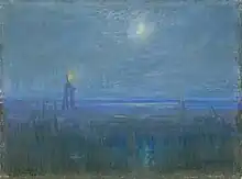 1895. Marshes in New Jersey; possibly the "pastel of New Jersey coast by moonlight" exhibited at the 1895 Salon with The Young Sabot Maker.