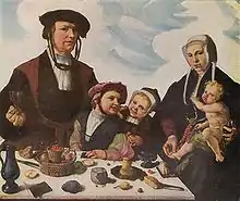 Maarten van Heemskerck (1498–1574), Family of Pieter Jan Foppesz, prior to c.1532, considered the first family portrait, in Dutch portraiture.