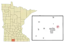 Location of Granadawithin Martin County and state of Minnesota