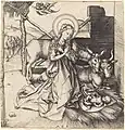 Small nativity, engraving by Schongauer