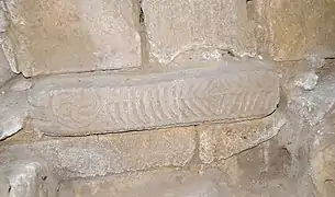 A sculpted stone reused in a 6th-century Suevic church in Dume, Braga (Norte Region)