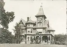 Sepia toned photo of house