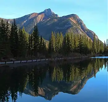 Mary Barclay's Mountain seen from Mount Lorette Ponds