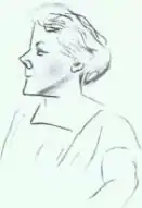 Pencil headshot of Mary Barkas