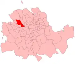 Marylebone East in the London County area, showing boundaries used for 1910