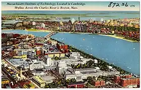 Postcard view of Cambridge, Massachusetts and the Charles River