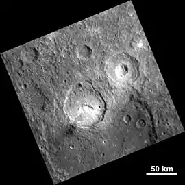 Northern Matisse crater, with Ngu Facula and Ahas Facula.