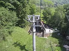 The lower station of the cable car from above