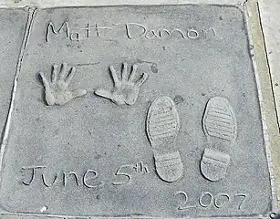 Hand and foot prints in cement dated of June 6, 2007