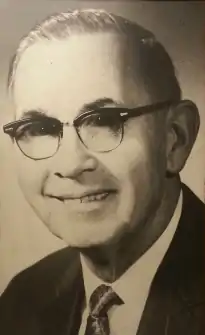 Black and white photo of Matt Leyden, circa 1965 to 1967 while serving as president of the Ontario Hockey Association