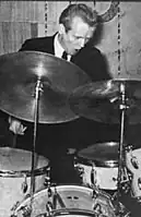 Matt Lucas behind the drums in Missouri, 1957