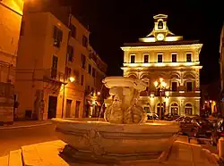 Piazza Matteotti in Civita Castellana by night.