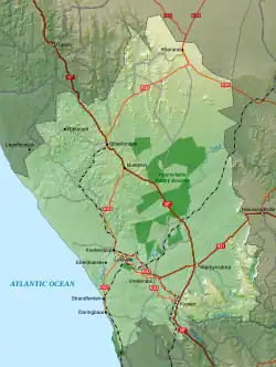 Topographic map of Matzikama Local Municipality