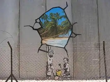 Banksy's Boys with a Sand Bucket, near Bethlehem