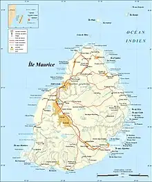 Mauritius is an island roughly 20 miles in diameter, about 500 miles east southeast of Madagascar. Its built up areas are in its northwest. Grand Port is a bay protected by reefs.