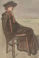 Maxime Dethomas: Femme assise sur la plage (L'Epave) (1903). Salon d’Automne, 1903, n°655. Musée des Beaux-Arts, Marseille.