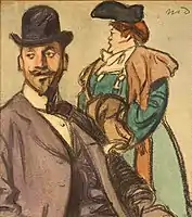 Maxime Dethomas: Homme au melon et femme à la manchette - Le Regard (c. 1905).