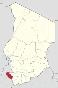 Map of Chad showing Mayo-Kebbi Ouest.