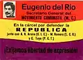 MC sticker, demanding release of its general secretary Eugenio del Río