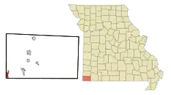 Location of Southwest City, Missouri