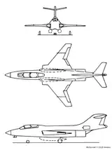 3-view line drawing of the McDonnell F-101B Voodoo