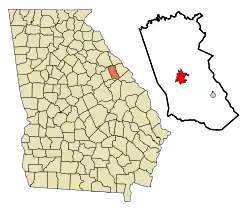Location in McDuffie County and the state of Georgia