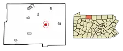 Location of Smethport in McKean County, Pennsylvania.