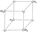 Skeletal formula of tetrameric methyllithium with all implicit hydrogens shown