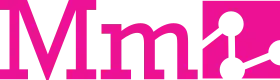 Logo of Media Molecule is the capital letter M followed by the lowercase letter m followed by a small image of connected circle representing molecules.