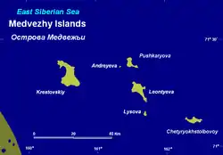 Map of the Medvezhiy Islands.